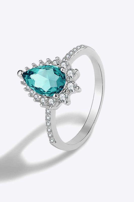 Paraiba Tourmaline Pear Shape Ring - Trendsi - Flyclothing LLC