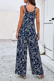 Printed Wide Strap Jumpsuit with Pockets - Trendsi - Flyclothing LLC