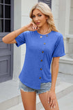 Round Neck Short Sleeve T-Shirt - Trendsi - Flyclothing LLC
