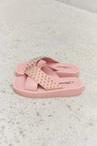 Forever Link Studded Cross Strap Sandals in Blush - Trendsi - Flyclothing LLC