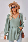 V-Neck Lantern Sleeve Blouse - Trendsi - Flyclothing LLC