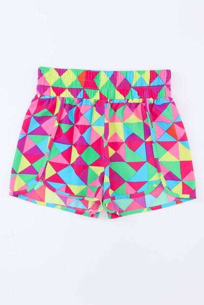 Color Block Elastic Waist Shorts - Trendsi - Flyclothing LLC