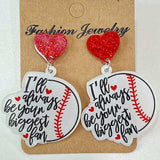 Heart Shape Sports Theme Acrylic Dangle Earrings - Trendsi - Flyclothing LLC