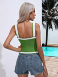 Contrast Crisscross Knit Tank - Trendsi - Flyclothing LLC