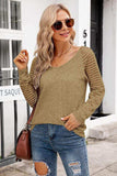 V-Neck Long Raglan Sleeve Top - Trendsi - Flyclothing LLC
