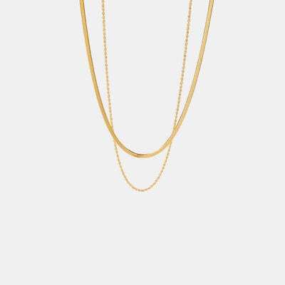 18K Gold-Plated Double-Layered Necklace - Trendsi - Flyclothing LLC