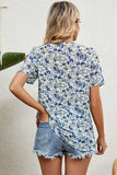 Floral V-Neck Short Sleeve T-Shirt - Trendsi - Flyclothing LLC