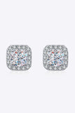 925 Sterling Silver Inlaid 2 Carat Moissanite Square Stud Earrings - Trendsi - Flyclothing LLC