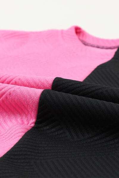 Color Block Round Neck Sweatshirt and Pants Set - Trendsi - Flyclothing LLC