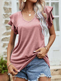 Layered Flutter Sleeve V-Neck Top - Trendsi - Flyclothing LLC