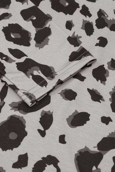 Leopard V-Neck Dropped Shoulder Blouse - Trendsi - Flyclothing LLC