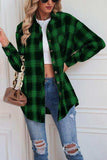 Plaid Button Up Dropped Shoulder Outerwear - Trendsi - Flyclothing LLC