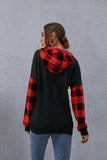 Plaid Drawstring Dropped Shoulder Hoodie - Trendsi - Flyclothing LLC
