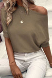 Round Neck Half Sleeve Knit Top - Trendsi - Flyclothing LLC