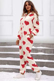 Fuzzy Heart Zip Up Hooded Lounge Jumpsuit - Trendsi - Flyclothing LLC