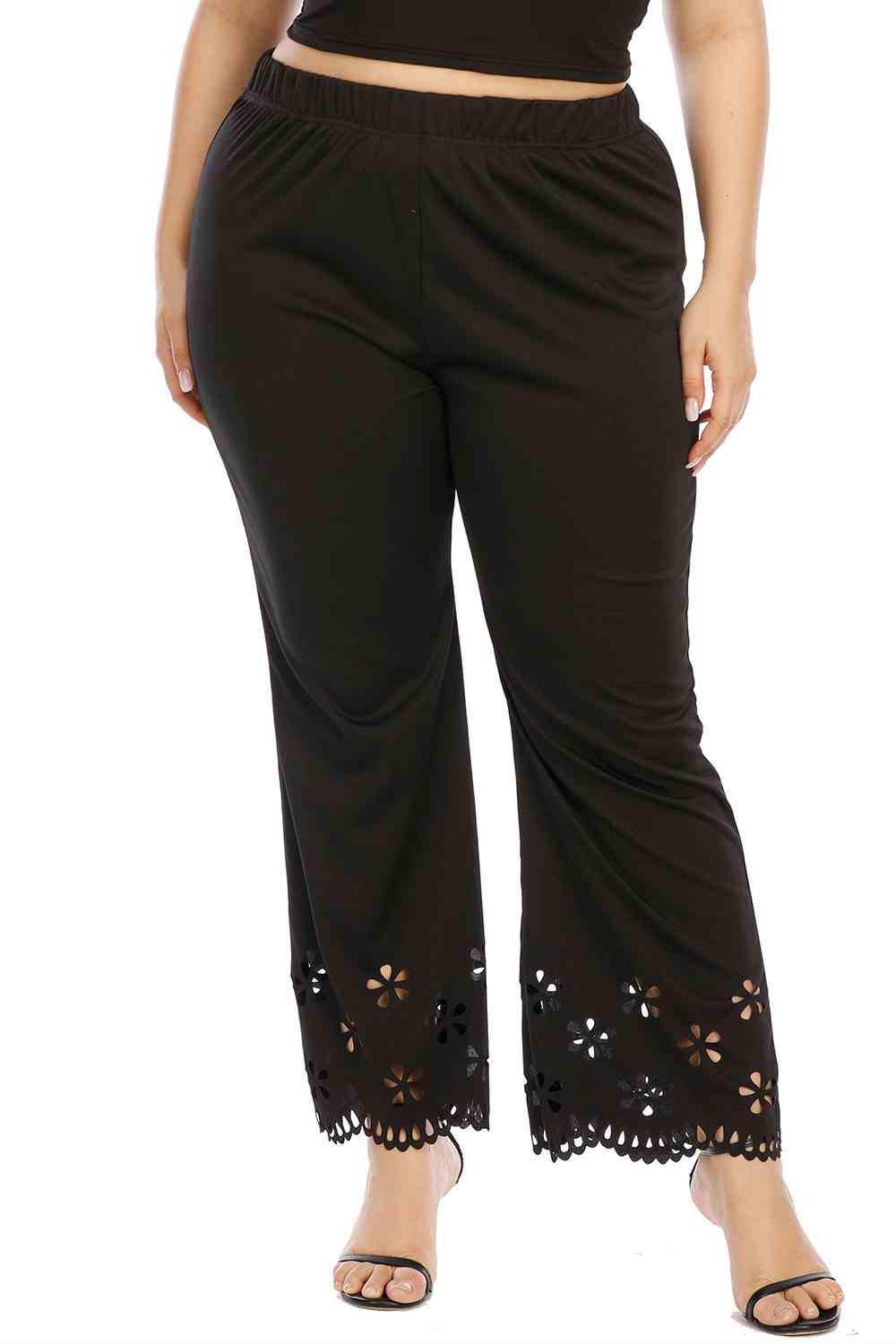 Plus Size Openwork Detail Pants - Trendsi - Flyclothing LLC