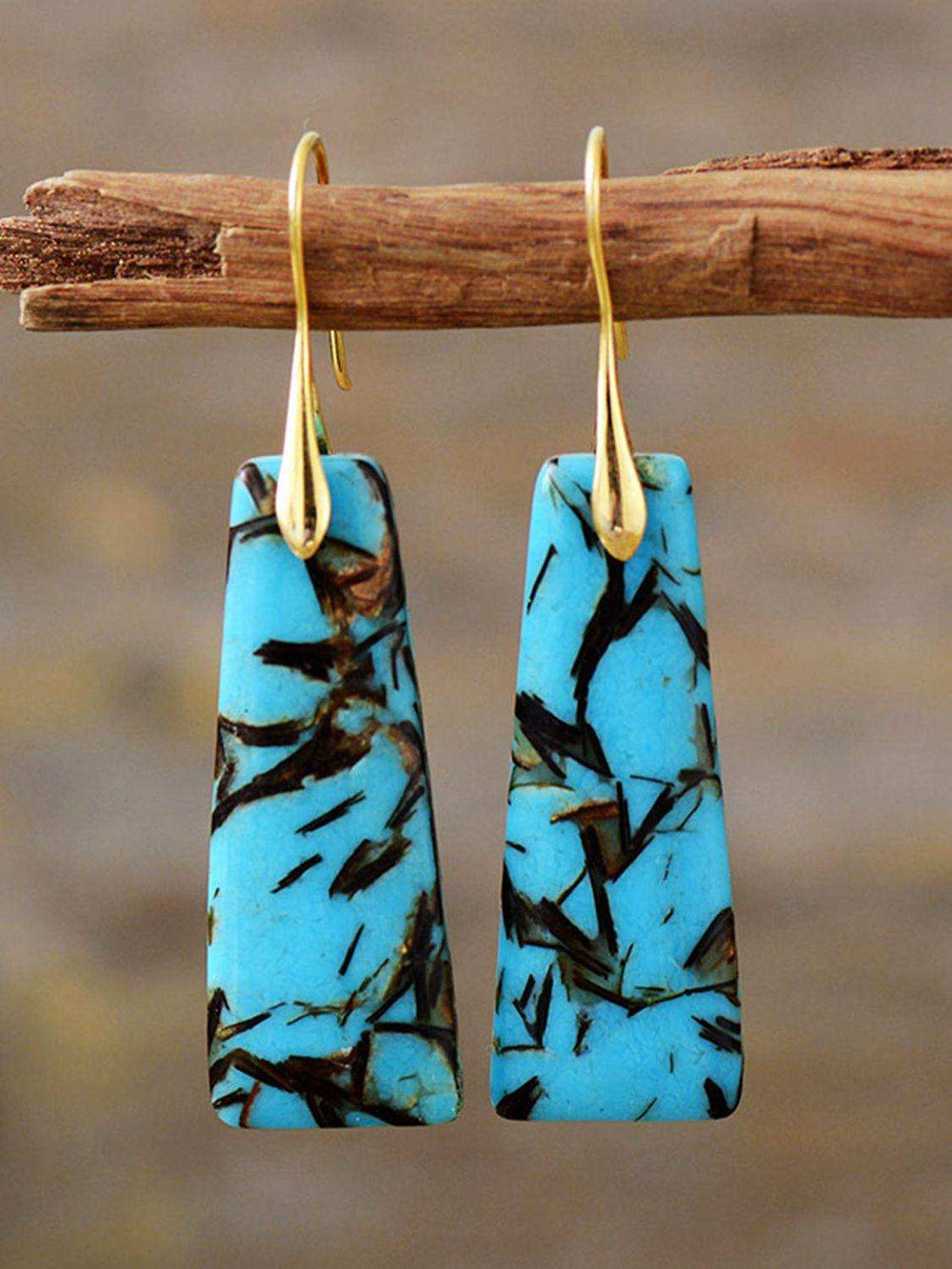 Geometrical Shape Imperial Jasper Dangle Earrings - Trendsi - Flyclothing LLC