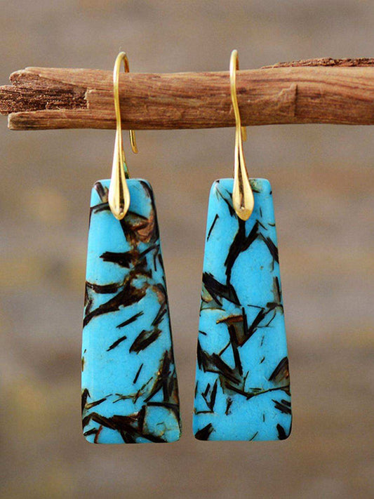 Geometrical Shape Imperial Jasper Dangle Earrings - Trendsi - Flyclothing LLC