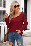 V-Neck Long Raglan Sleeve Top - Trendsi - Flyclothing LLC