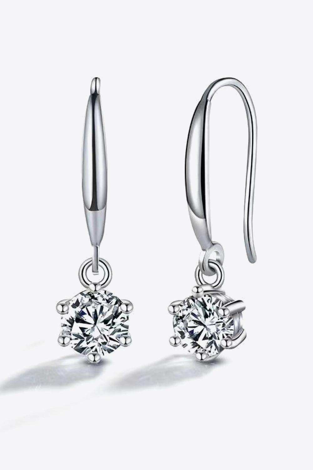 2 Carat Moissanite 6-Prong Drop Earrings - Trendsi - Flyclothing LLC