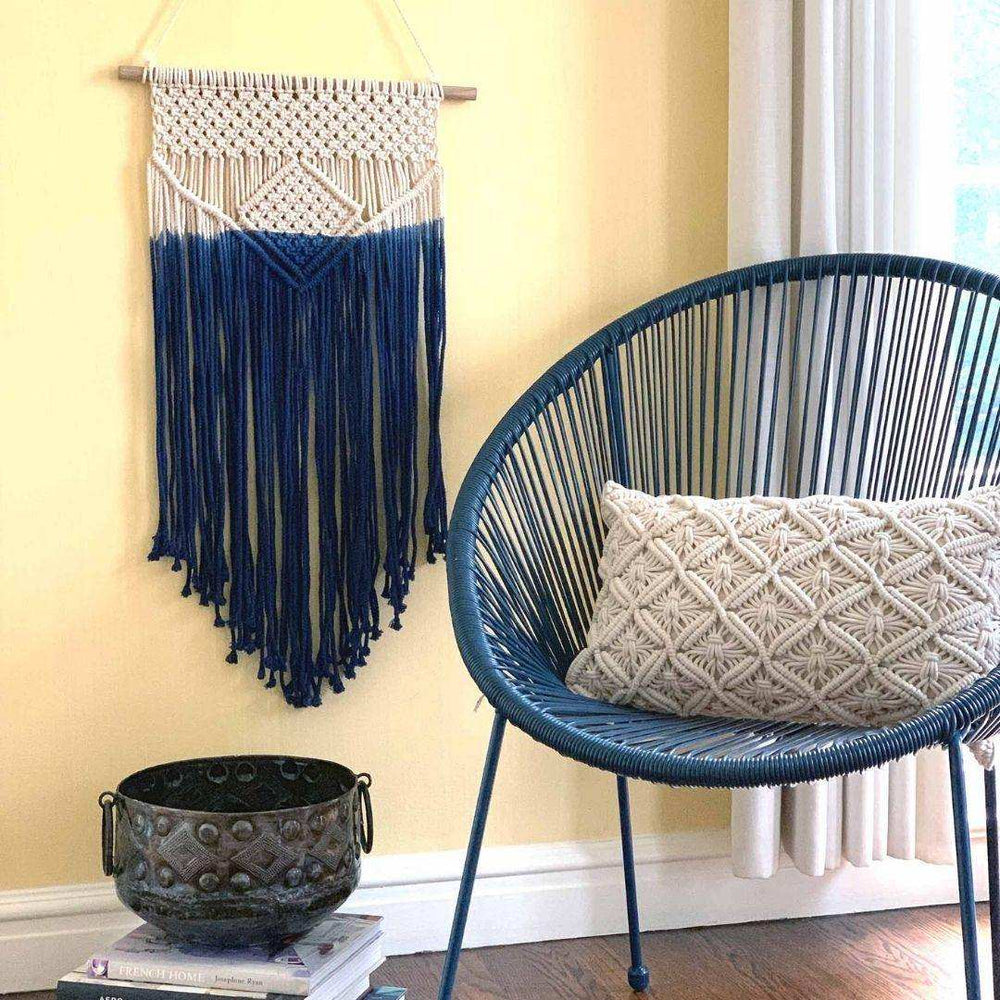 Macrame Wall Hanging in Blue - Beaurer Creations - Flyclothing LLC