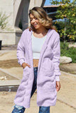 Double Take Full Size Open Front Long Sleeve Hooded Coat - Trendsi - Flyclothing LLC