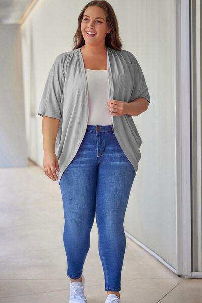 Plus Size Ribbed Cocoon Cover Up - Trendsi - Flyclothing LLC