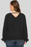 Plus Size Cutout Flounce Sleeve Blouse - Trendsi - Flyclothing LLC
