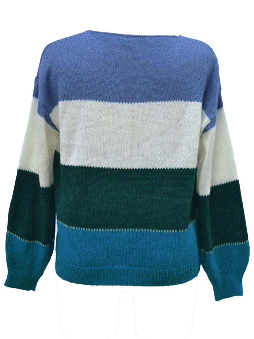 Color Block Round Neck Sweater - Trendsi - Flyclothing LLC