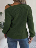 Asymmetrical Neck Long Sleeve Sweater - Trendsi - Flyclothing LLC