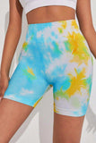 Tie-Dye Wide Waistband Sports Shorts - Trendsi - Flyclothing LLC