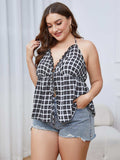 Plus Size Plaid Halter Neck Cami - Trendsi - Flyclothing LLC