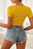 Cutout Short Sleeve Cropped Top - Trendsi - Flyclothing LLC