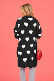 Heart Graphic Open Front Cardigan with Pockets - Trendsi - Flyclothing LLC