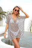 Openwork V-Neck Half Sleeve Cover Up - Trendsi - Flyclothing LLC