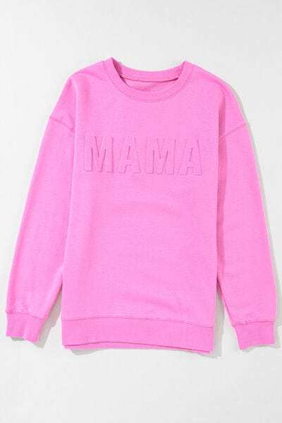 MAMA Round Neck Dropped Shoulder Sweatshirt - Trendsi - Flyclothing LLC