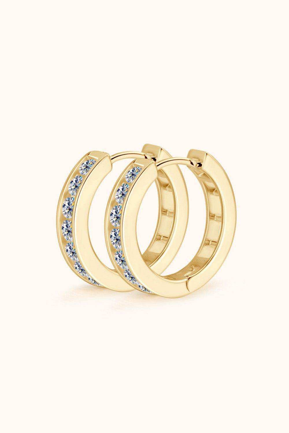 Moissanite 925 Sterling Silver Huggie Earrings - Trendsi - Flyclothing LLC