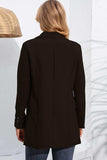 Lapel Neck Long Sleeve Blazer with Pockets - Trendsi - Flyclothing LLC