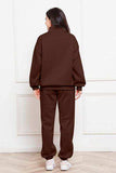 Half Zip Long Sleeve Sweatshirt and Pants Set - Trendsi - Flyclothing LLC