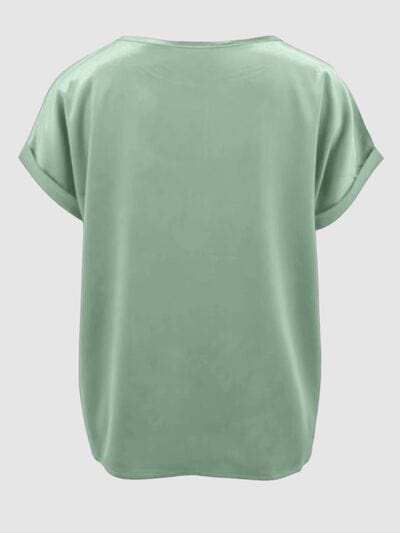 Round Neck Short Sleeve T-Shirt - Trendsi - Flyclothing LLC