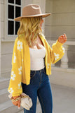 Floral Open Front Fuzzy Cardigan - Trendsi - Flyclothing LLC