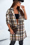 Plaid Longline Jacket with Pockets - Trendsi - Flyclothing LLC