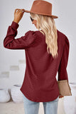 Ruched Notched Long Sleeve T-Shirt - Trendsi - Flyclothing LLC