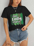 ONE LUCKY MAMA Round Neck T-Shirt - Trendsi - Flyclothing LLC