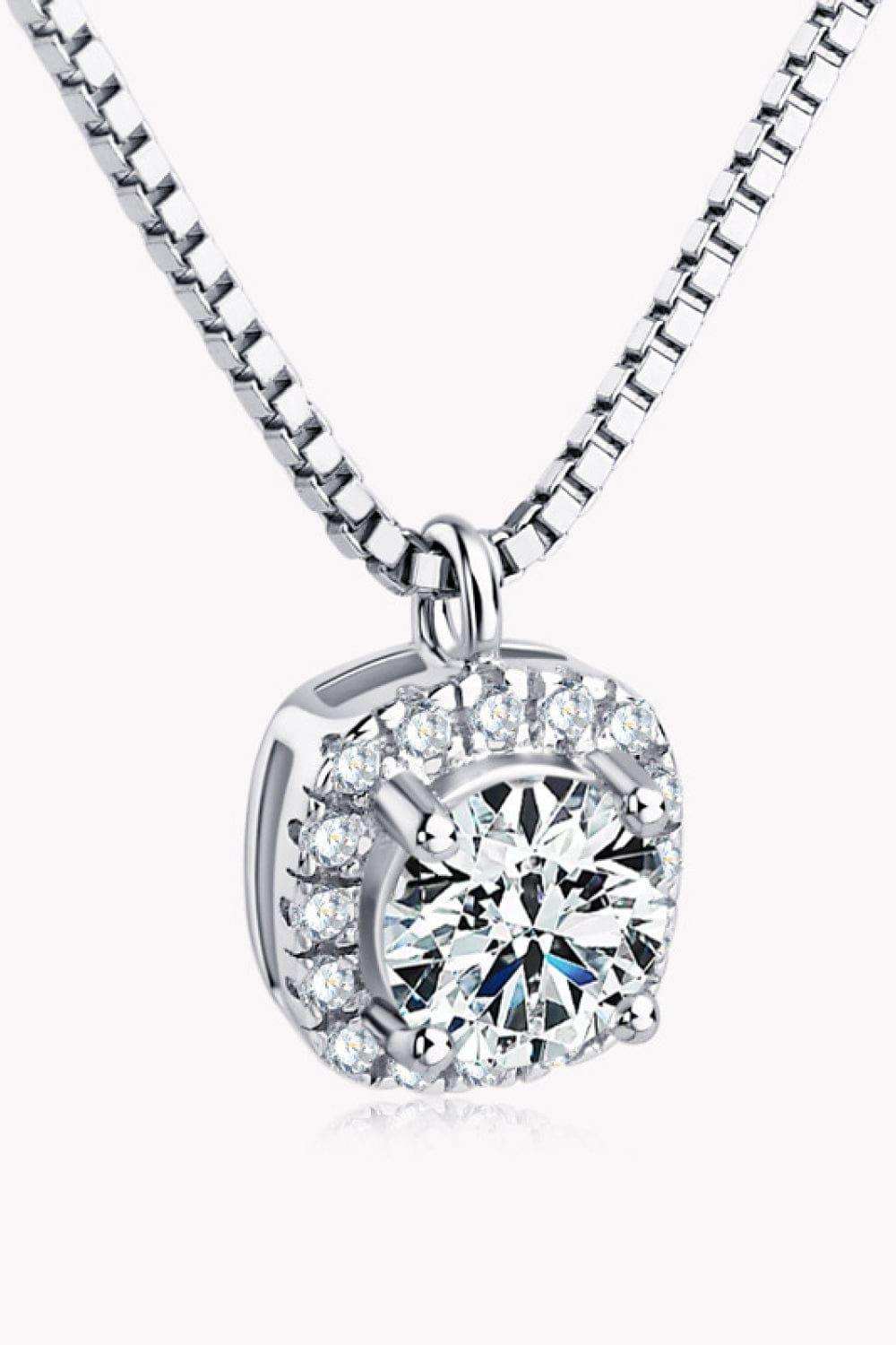 Moissanite Pendant Platinum-Plated Necklace - Trendsi - Flyclothing LLC