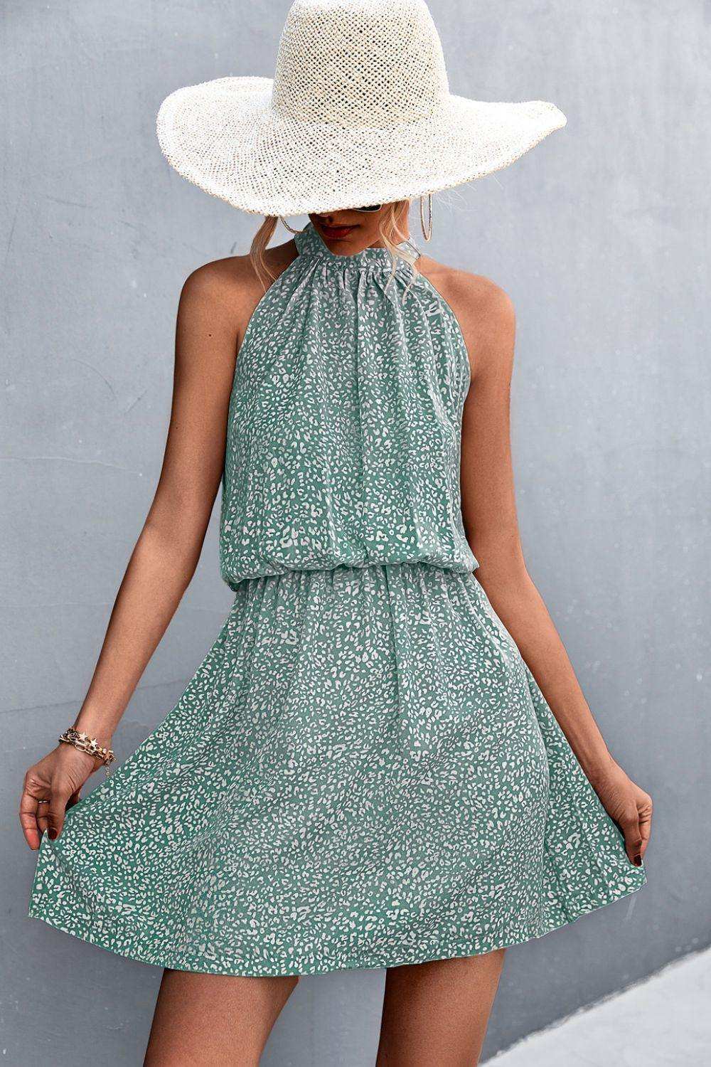 Floral Tied Sleeveless Mini Dress - Trendsi - Flyclothing LLC