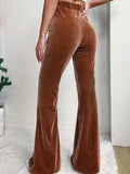 Ribbed High Waist Bootcut Pants - Trendsi - Flyclothing LLC