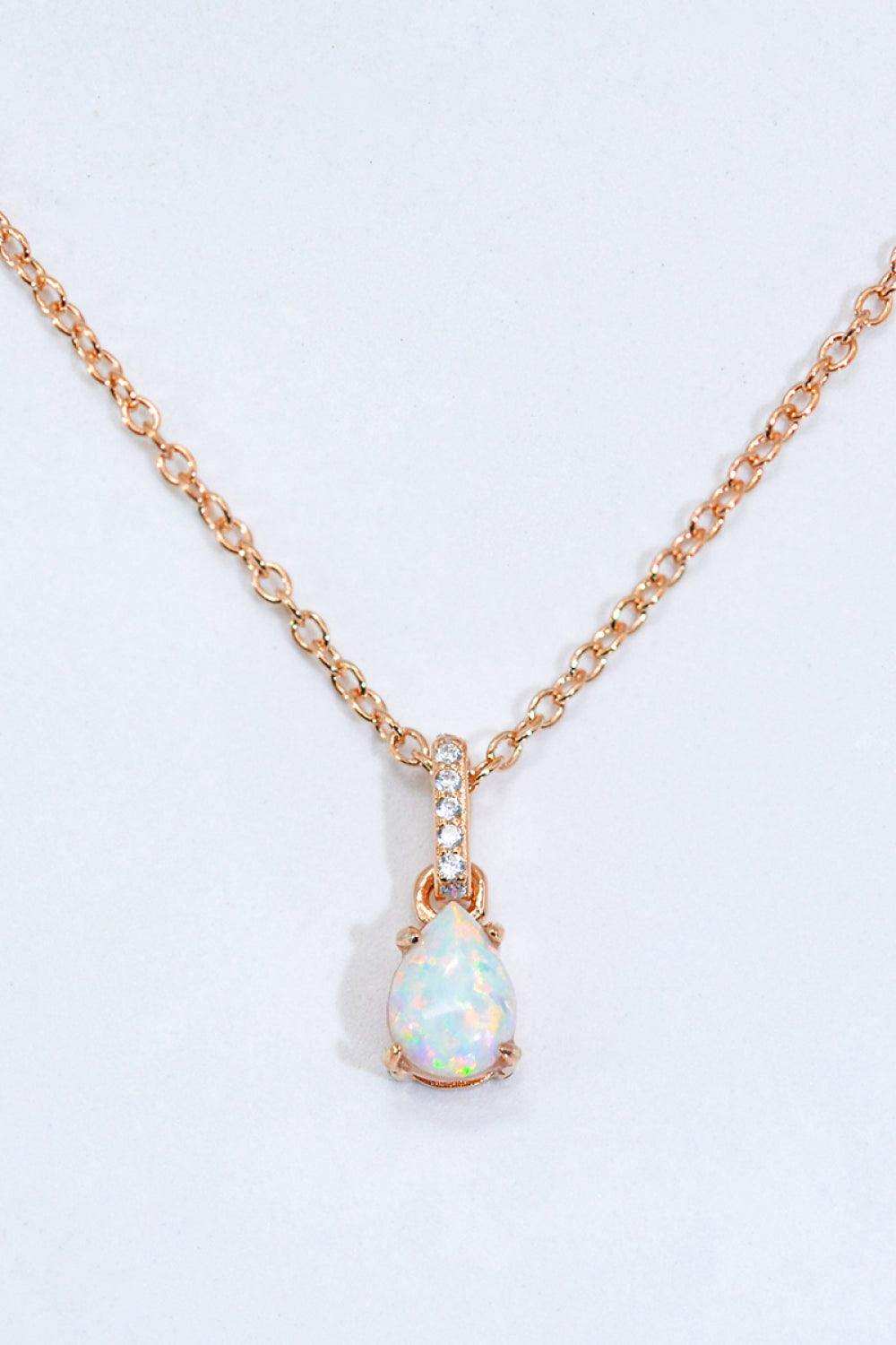 Opal Pendant 925 Sterling Silver Chain-Link Necklace - Trendsi - Flyclothing LLC