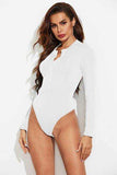 Half Button Round Neck Long Sleeve Bodysuit - Trendsi - Flyclothing LLC
