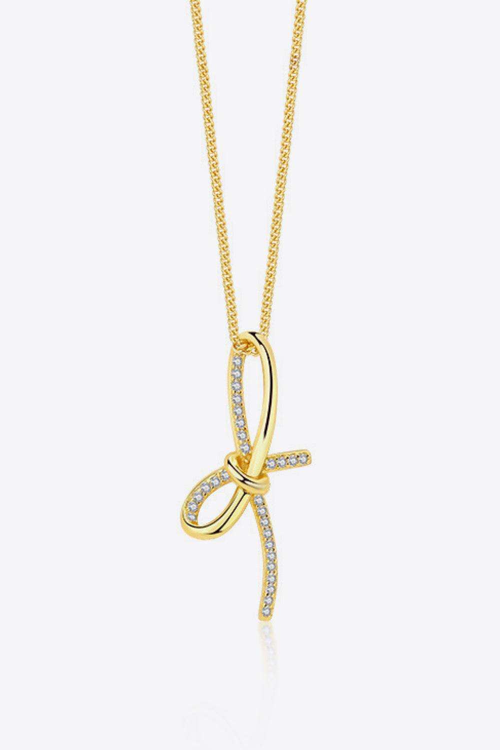 Zircon Bow Pendant Necklace - Trendsi - Flyclothing LLC
